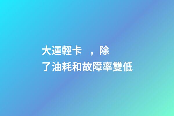 大運輕卡，除了油耗和故障率雙低